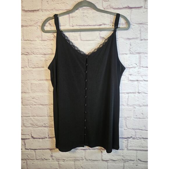 Torrid Women's Black Camisole Tanktop Lace Button Front Size 3 - Picture 4 of 8
